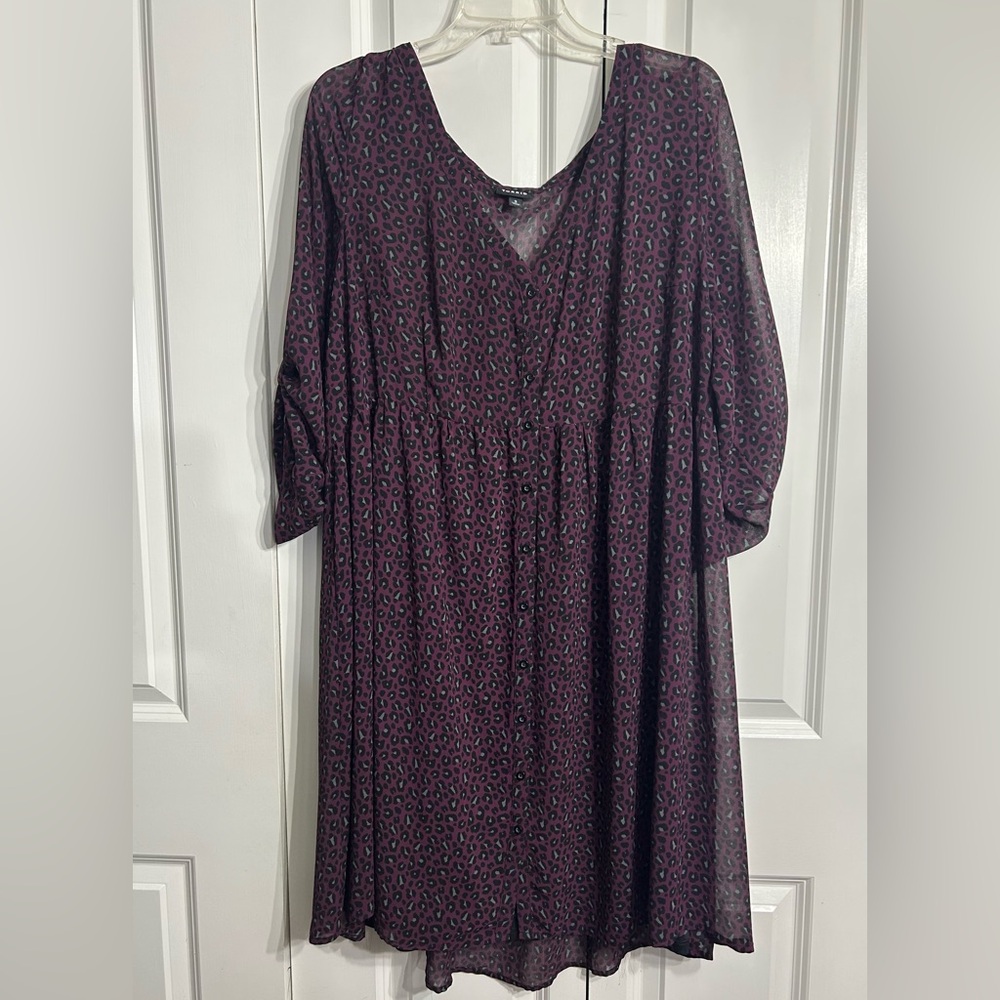 Torrid Women's Purple Animal Print Lined Sheer Sundress Tunic Shirtdress Size 3